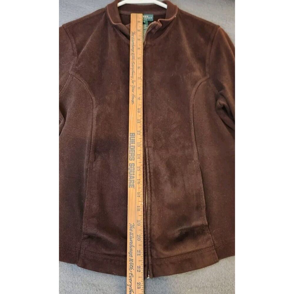 Lauren Ralph Lauren Womens Sz SP‎ Dark Brown Faux Suede Equestrian Zip Up Jacket - Picture 3 of 10